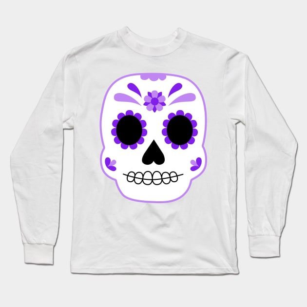 Purple Sugar Skull Long Sleeve T-Shirt by emilypink100